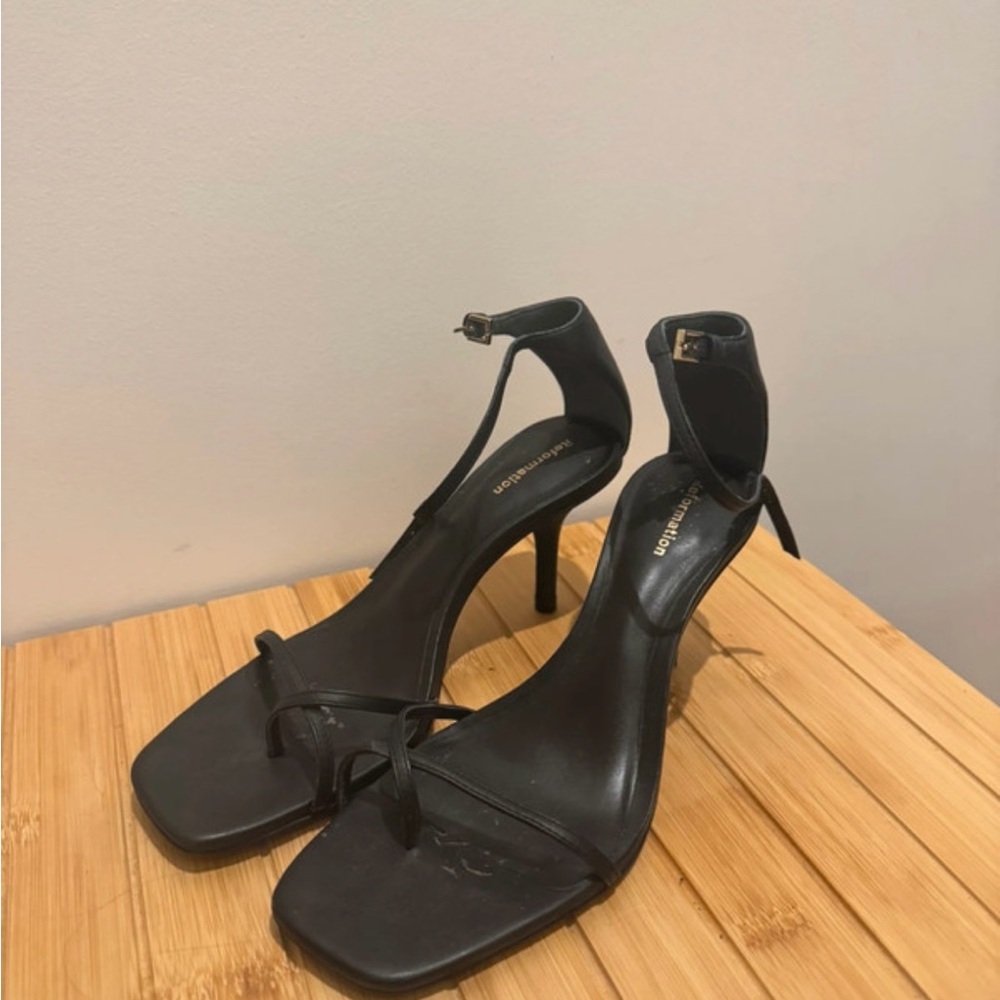 Reformation Black Ankle Strap Heels